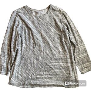 J. Jill Pure Jill Womens 2X Gray White Marbled Cotton Knit Top 100% Cotton